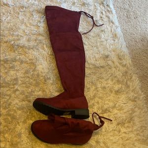 Over the Knee Burgundy Boots